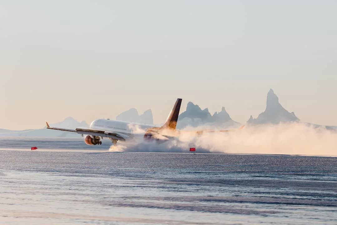 Wolf's Fang blue ice runway and mountains