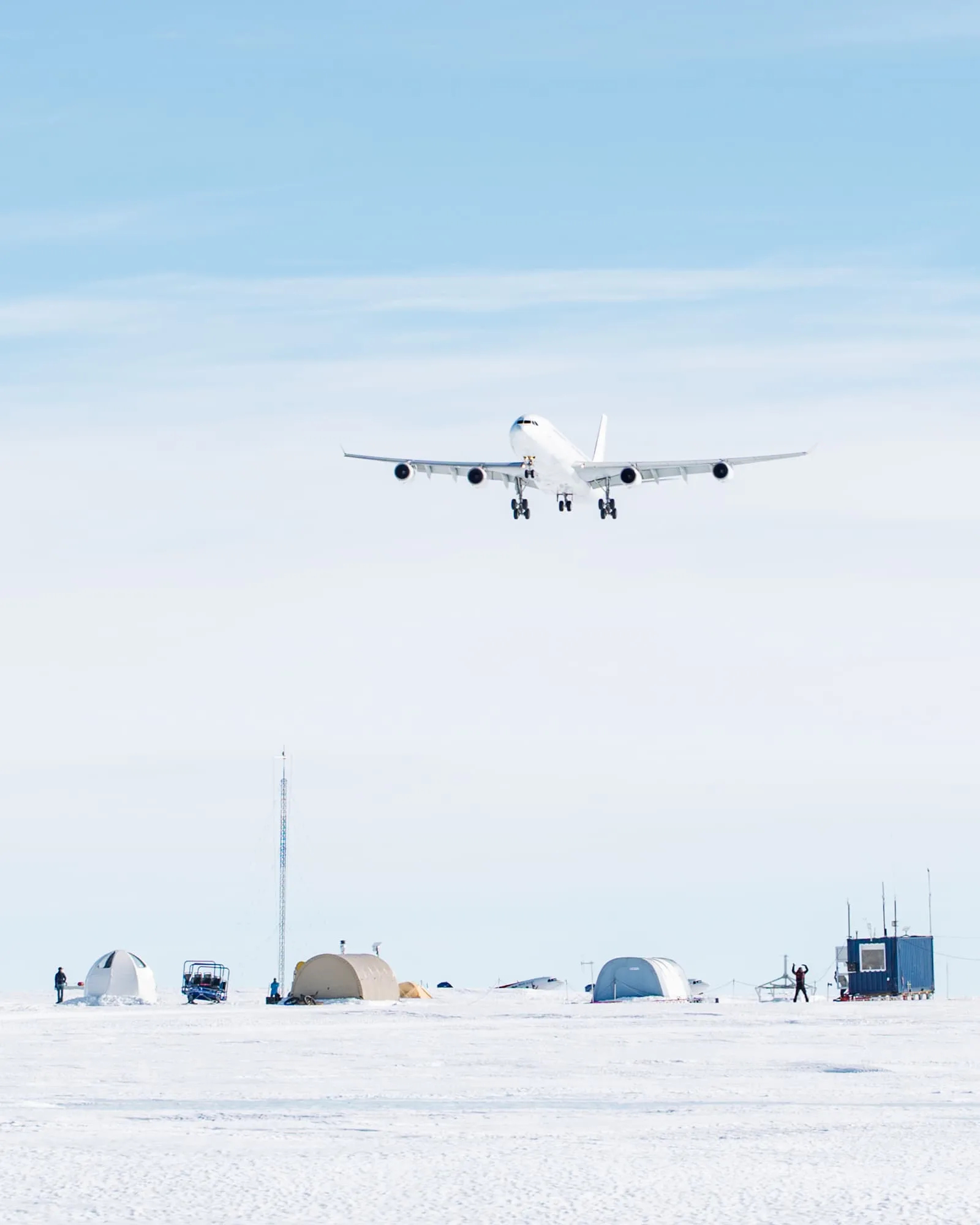 The ground team beside a polar aircraft